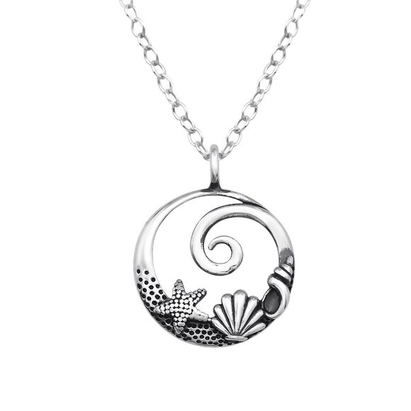 Sterling Silver Shell and Starfish Necklace - Picture 1 of 9